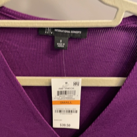 INC plum knit top three-quarter sleeves NWT - Picture 4 of 4